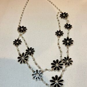 J. Crew Black and Pearl Daisy Necklace